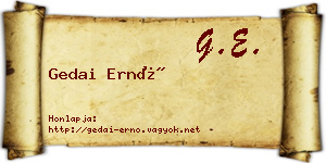 Gedai Ernő névjegykártya
